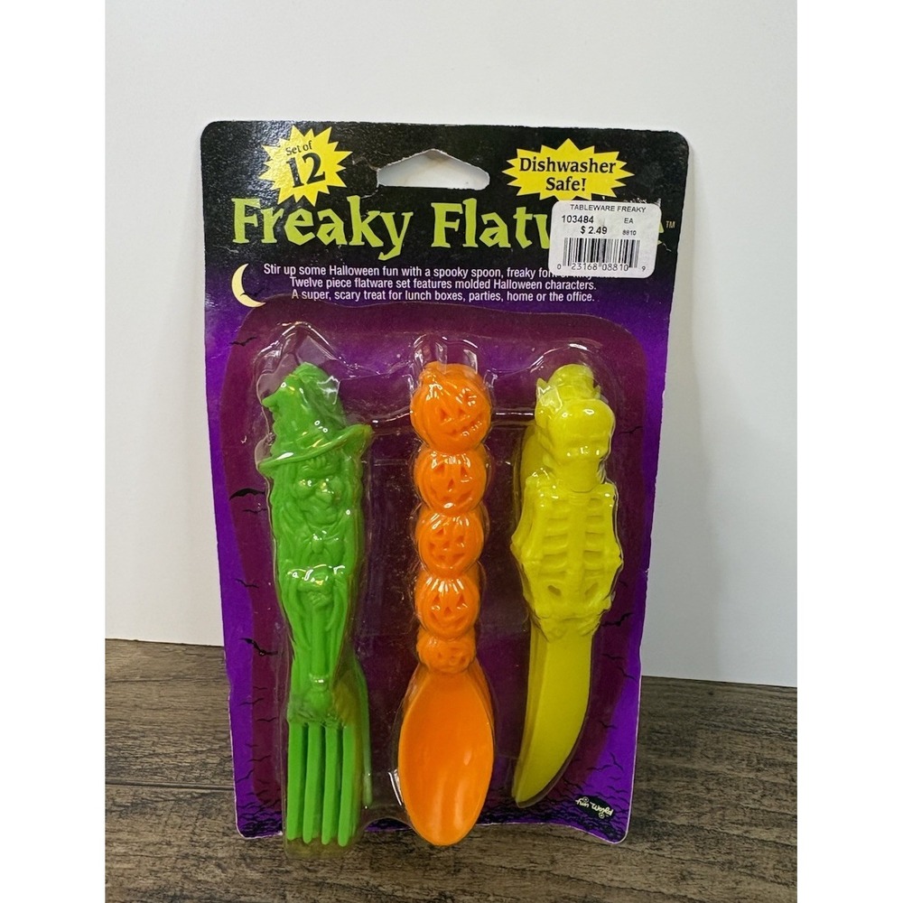 Fun World Freaky Flatware Halloween Plastic Utensils Witch Pumpkin Skeleton